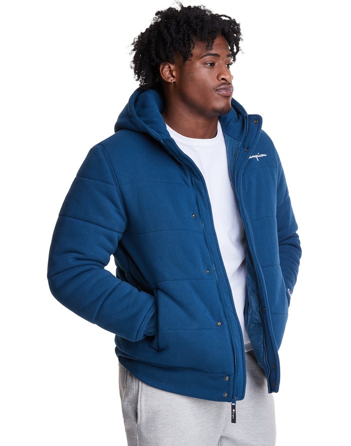 Champion sweater fleece mens puffer jacket que outlet significa